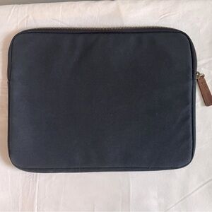 Frank & Oak navy nylon and cotton zip laptop case